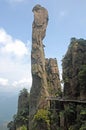 Sanqingshan Mountain in Jiangxi Province, China. View of Snake Rock or Python Rock, a pinnacle on Mount Sanqing