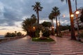 Promenade of the Empress Corso Imperatrice in the evening light, Sanremo, Italy