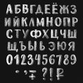Sans serif chalk cyrillic alphabet