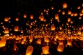 SANSAI, CHIANGMAI, THAILAND - NOV 14: Yee Peng Festival, Loy Krathong celebration with more than a thousand floating lanterns in Royalty Free Stock Photo