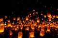 SANSAI, CHIANGMAI, THAILAND - NOV 14: Yee Peng Festival, Loy Krathong celebration with more than a thousand floating lanterns in Royalty Free Stock Photo