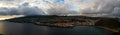 Sanset view to Porto Pim Bay from mount Guia at Faial island, Azores, Portugal Royalty Free Stock Photo