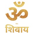 Sanskrit mantra in golden text illustration, indian gods mantra