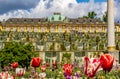 Sanssouci palace and park with spring flowers, Potsdam, Germany Royalty Free Stock Photo