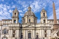 Sant`Agnese in Agone church and Fountain of Four Rivers Fontana dei Quattro Fiumi on Piazza Navona square, Rome, Italy Royalty Free Stock Photo