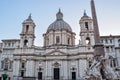 Sant`Agnese in Agone church and Fountain of Four Rivers Fontana dei Quattro Fiumi on Piazza Navona square, Rome, Italy Royalty Free Stock Photo