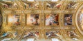 The ceiling of the main nave in the Basilica of Sant`Andrea della Valle in Rome, Italy. Royalty Free Stock Photo