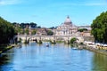 Sant`Angelo Bridge over Tiber river in Rome Royalty Free Stock Photo