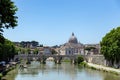 Sant`angelo bridge and St. Peter`s Basilica - Rome, Italy Royalty Free Stock Photo