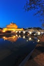 Sant Angelo castle, Rome, Tevere river at night