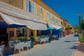 SANT ELM, MALLORCA, SPAIN - AUGUST 18 2017: Sant Elm City, quaint shopping street in the small town of San Telmo