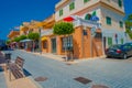 SANT ELM, MALLORCA, SPAIN - AUGUST 18 2017: Sant Elm City, quaint shopping street in the small town of San Telmo