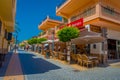 SANT ELM, MALLORCA, SPAIN - AUGUST 18 2017: Sant Elm City, quaint shopping street in the small town of San Telmo