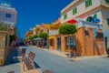 SANT ELM, MALLORCA, SPAIN - AUGUST 18 2017: Sant Elm City, quaint shopping street in the small town of San Telmo