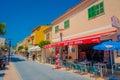 SANT ELM, MALLORCA, SPAIN - AUGUST 18 2017: Sant Elm City, quaint shopping street in the small town of San Telmo