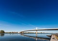 Sant Jaume d`Enveja new bridge `Lo Passador` over Ebro river Ebro Delta, Tarragona, Catalonia, Spain. Copy space for text. Royalty Free Stock Photo