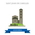 Sant Joan de Caselles Andorra flat vector attraction landmark