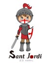 Sant Jordi traditional festival of Catalonia Spain. knight with mask