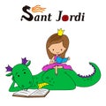 Sant Jordi traditional festival of Catalonia Spain.