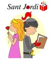 Sant Jordi traditional festival of Catalonia Spain.