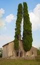 Sant Miquel del Castell chapel with cypress trees