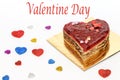 Sant Valentines day postcard with heartcake. Holiday of all the lovers. Romantic sweet life style Royalty Free Stock Photo