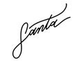 Santa hand drawn signature. Black letters isolated on white background. Greeting lettering for signing christmas letters Royalty Free Stock Photo