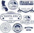 Santa Ana city, CA. Stamps and signs Royalty Free Stock Photo