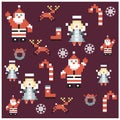 Santa and angels pixel characters christmas design.