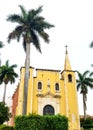 Santa Anna Cathederal in Merida Mexico with palm trees