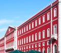 Santa Apolonia station in Lisbon with a shining red facade Royalty Free Stock Photo