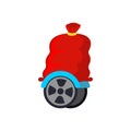 Santa Bag on hoverboard. Merry Christmas. Modern transport Royalty Free Stock Photo