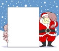 Santa with banner and kids