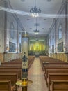 Looking from back to front Old Mission church, Santa Barbara, CA, USA Royalty Free Stock Photo