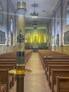 Looking from back to front Old Mission church, Santa Barbara, CA, USA Royalty Free Stock Photo