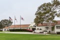 3 flags in front of Luria Library, Santa Barbara City College, CA, USA