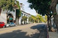Santa Barbara Downtown, street view. Architecture, landscape, traffic, city life