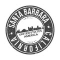 Santa Barbara California USA Round Stamp Icon Skyline City Design Badge Rubber.