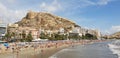 Santa Barbara Castle on top of Mount Benacantil in Alicante, Spain - shot from Pustiguet beach Royalty Free Stock Photo