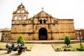 Santa Barbara church and stone cross in the colonial town of Barichara, Colombia Royalty Free Stock Photo