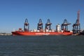 SANTA BARBARA loading and unloading containers in the Maasvlakte harbor in the Port of Rotterdam