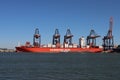 SANTA BARBARA loading and unloading containers in the Maasvlakte harbor in the Port of Rotterdam