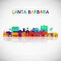 Santa Barbara skyline silhouette in colorful geometric style.