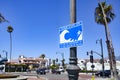 Santa Barbara view with tsunami hazard zone sign
