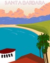 Santa Barbara vintage poster. Vector illustration.