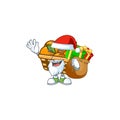 Santa basket oranges Cartoon character design having box of gift Royalty Free Stock Photo