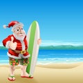 Santa on the beach Royalty Free Stock Photo