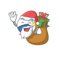 Santa beach ball Cartoon character design having box of gifts