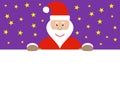 Santa behind empty sign and purple background