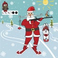 Santa biathlete shoots.Humorous illustrations